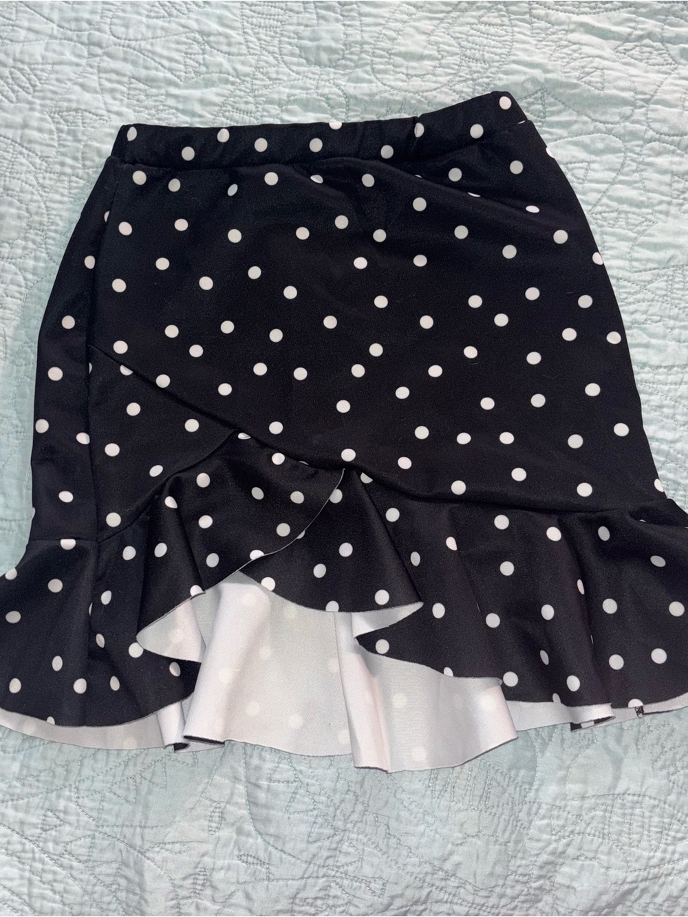 Nasty Gal Black & White Polka Dot High-Low Ruffle Skirt